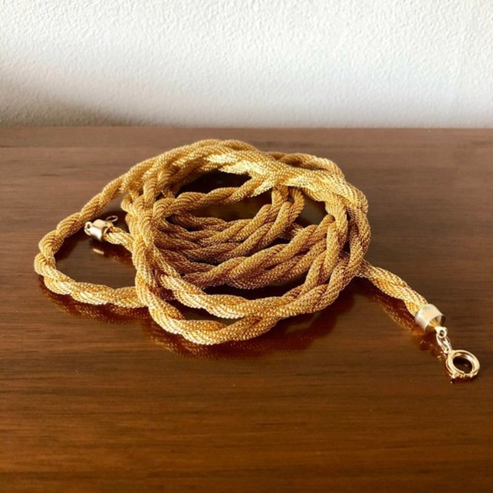 Vintage 70s Accessocraft NYC Long Gold Mesh Chain
